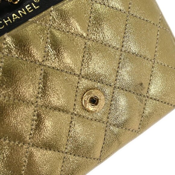 Chanel Metallic Gold Lambskin Classic Flap Micro Bag Pouch 154090 - Picture 6 of 9